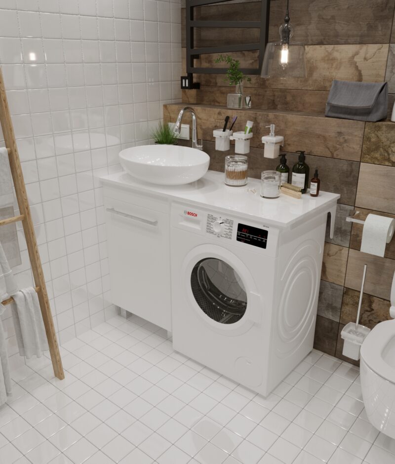 Тумба со столешницей под стиральную машину Wash-110 Белая