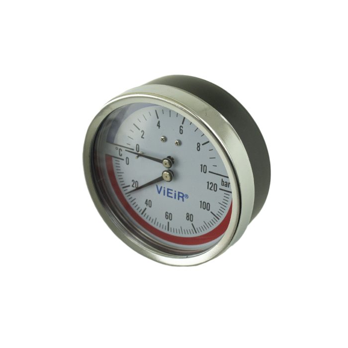 Термоманометр горизонтальный 120°С d80x1/2" (10 бар)