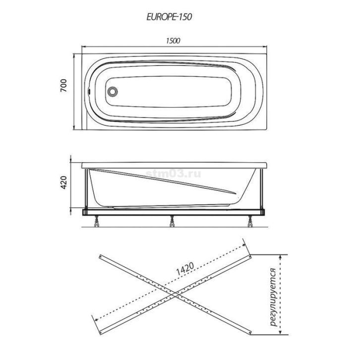 Ванна акриловая Triton Европа 150х70