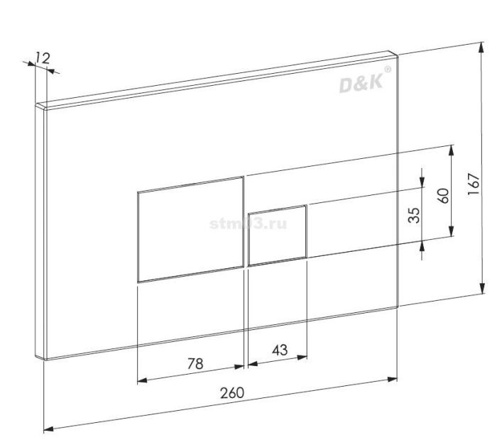 Кнопка управления для инсталляции D&K Quadro DB1519002 Хром матовый