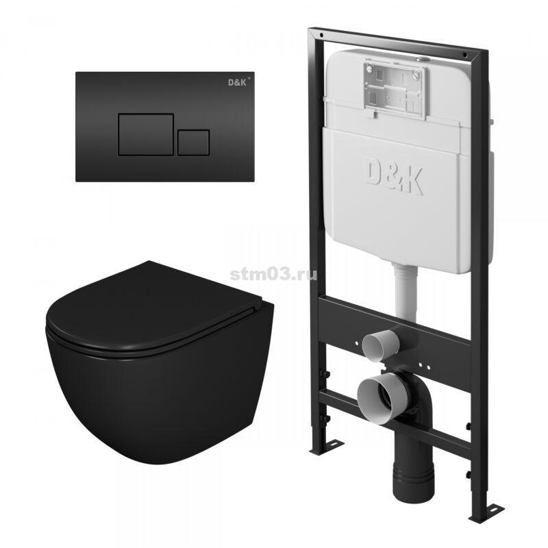 Система инсталляции D&K DS1392502 (4 в 1), унитаз и кнопка черные