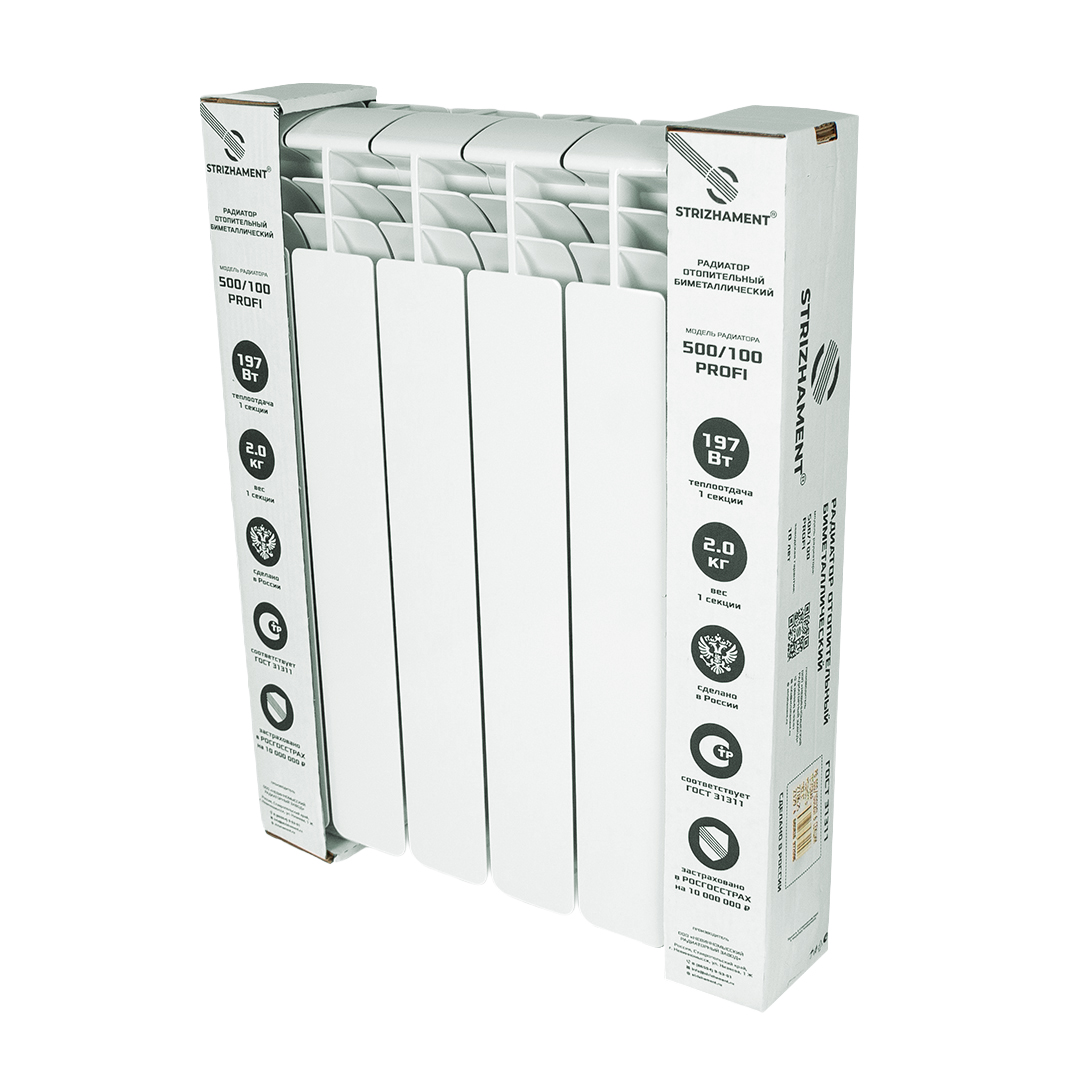 Радиатор биметаллический STRIZHAMENT, 500/100, 6 секций