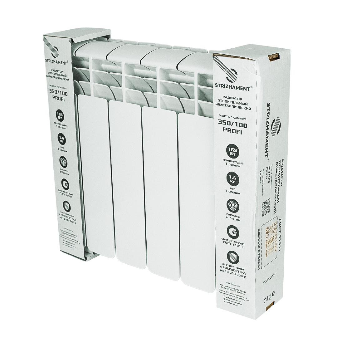 Радиатор биметаллический STRIZHAMENT, 350/100, 6 секциий