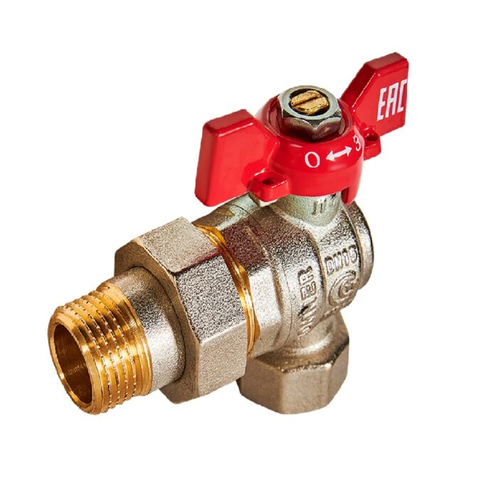 Кран шаровой с полусгоном (американка) Rommer d15 "бабочка" угловой
