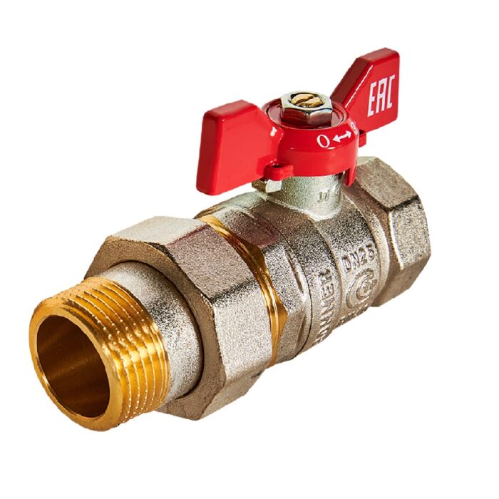 Кран шаровой с полусгоном (американка) Rommer d25 "бабочка"