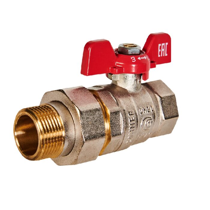 Кран шаровой с полусгоном (американка) Rommer d20 "бабочка"