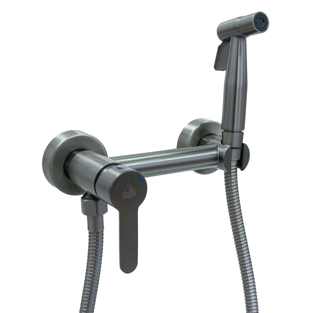 Смеситель с гигиеническим душем ТЕПЛОХОД 202454 Графит