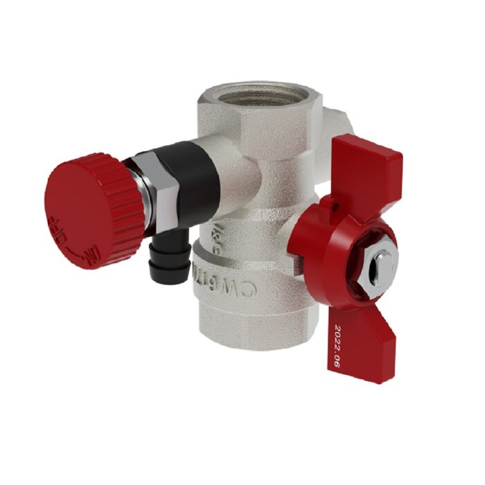 Кран шаровой Valogin с дренажем и воздухоотводчиком ВР/ВР d25 "бабочка" VG-108103