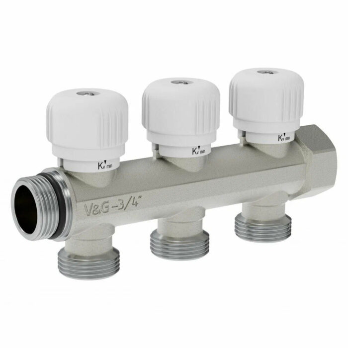 Коллектор регулирующий Valogin VG-901102, 3/4", на 3 выхода, 3/4" ЕК