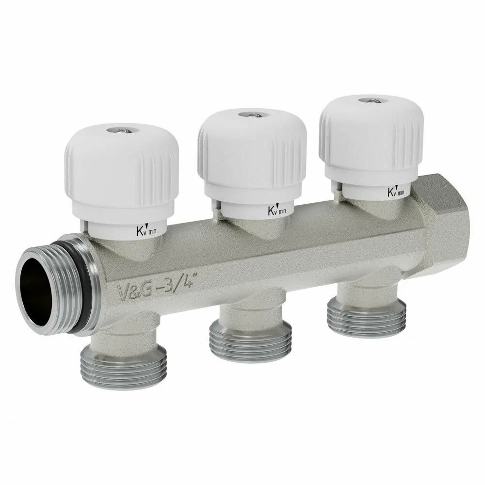 Коллектор регулирующий Valogin VG-901102, 3/4", на 3 выхода, 3/4" ЕК