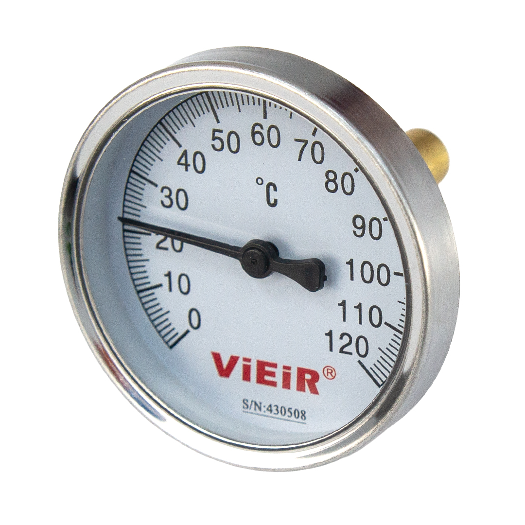 Термометр погружной ViEiR d63мм, гильза 50мм, 1/2" 0-120°С YL18